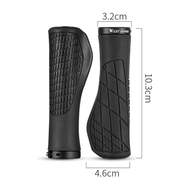 1 Pair WEST BIKING YP0804060 Bicycle Grips Mountain Bike Non-Slip Rubber Grips(Black) - Outdoor & Sports by WEST BIKING | Online Shopping UK | buy2fix