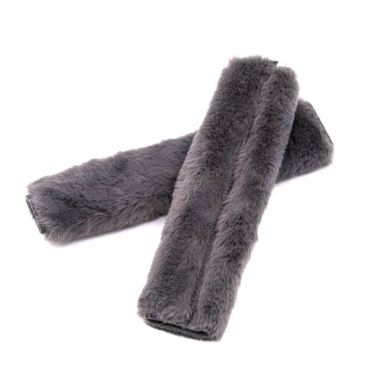 2 Pairs Fleece-like Safety Belt Cover Car Plush Safety Belt Cover(Grey) by buy2fix
