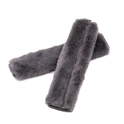 2 Pairs Fleece-like Safety Belt Cover Car Plush Safety Belt Cover(Grey) by buy2fix