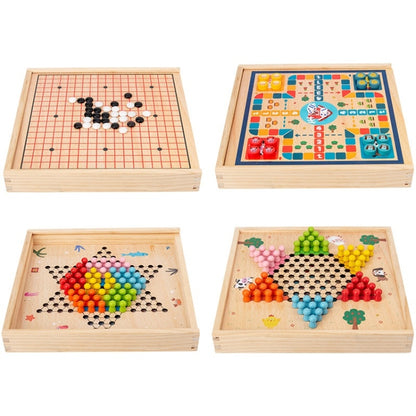 Children Wooden Multifunctional Parent-Child Interactive Puzzle Board Toy, Set Specification: 4 In 1 Chess - Table Games by buy2fix | Online Shopping UK | buy2fix