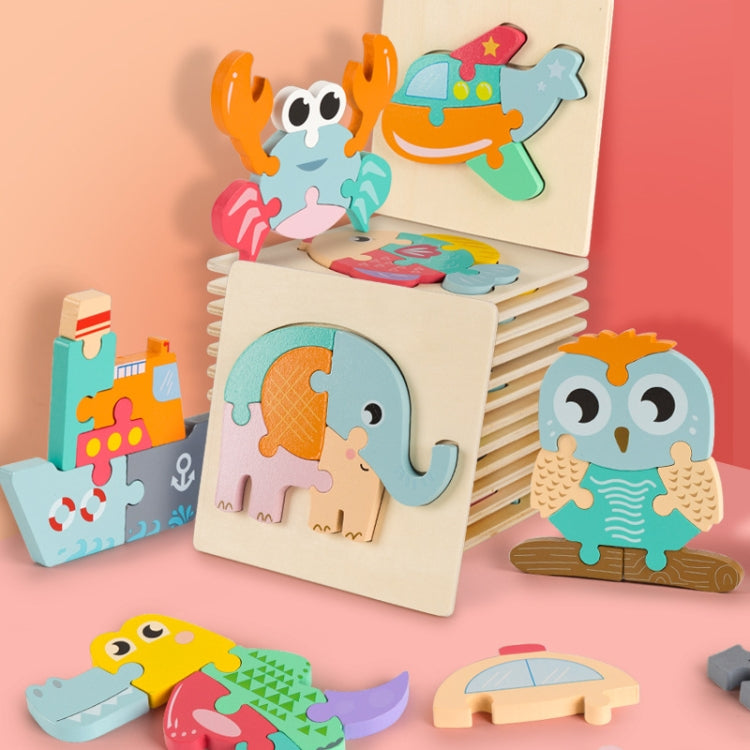 3 PCS Early Childhood Education Wooden Three-Dimensional Jigsaw Puzzle Toy(S-Puppy) - Puzzle Toys by buy2fix | Online Shopping UK | buy2fix