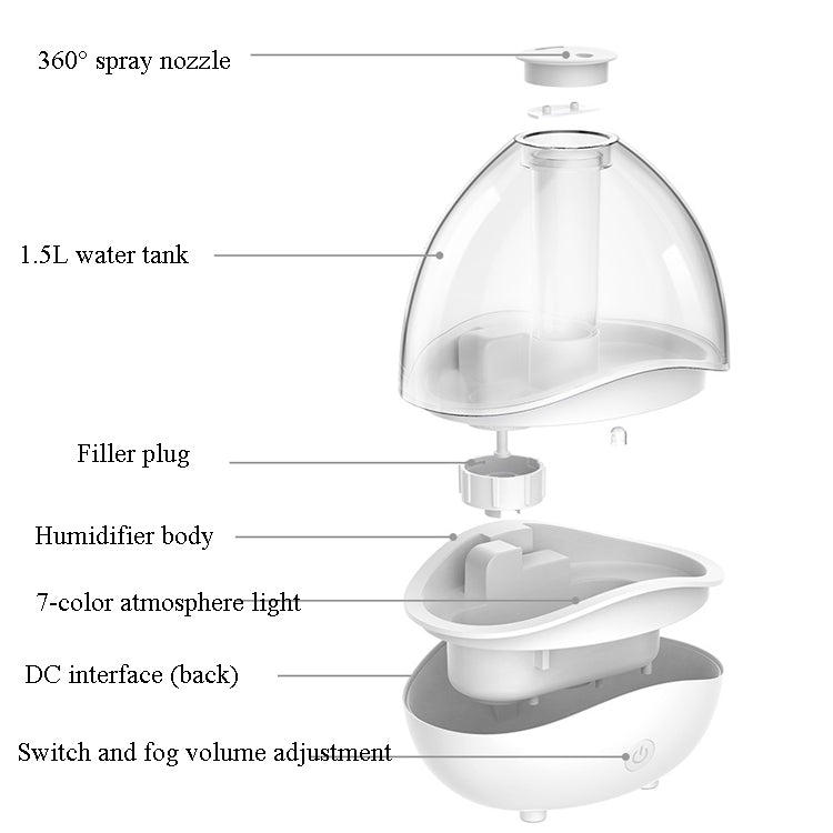 K11 1500ml Transparent Humidifier Household Mute Small Air Purifier Large-Capacity Ultrasonic Humidifier, CN Plug(Blue) - Home & Garden by buy2fix | Online Shopping UK | buy2fix