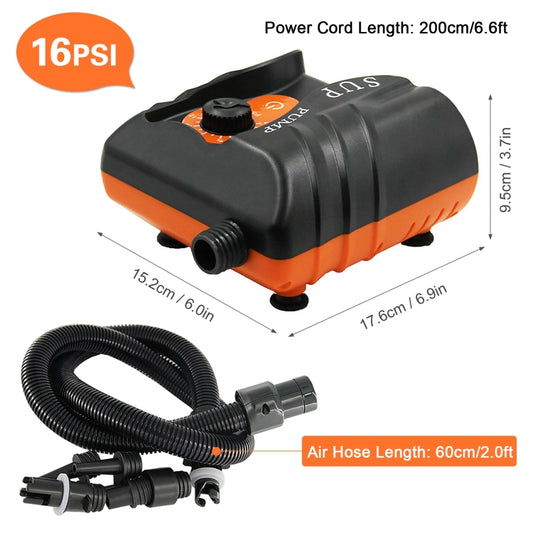 HT-785 Paddle Board 16PSI High Pressure Car Inflatable Pump 12V Electric Air Pump With 6 Connectors by buy2fix