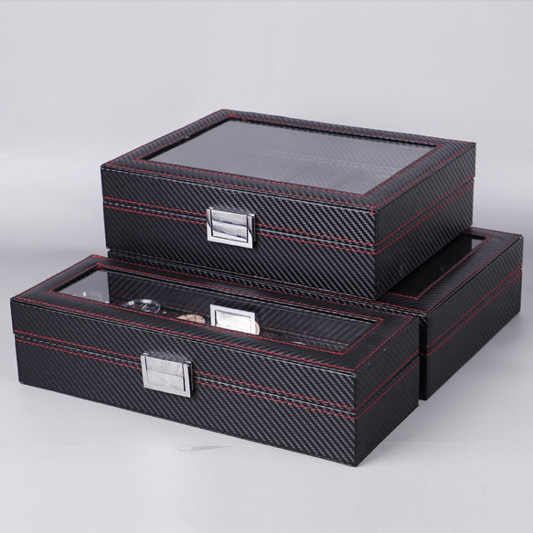 Carbon Fiber PU Leather Watch Box Jewelry Storage Box Packaging Box, Style:  Double-layer - Watch Storages by buy2fix | Online Shopping UK | buy2fix