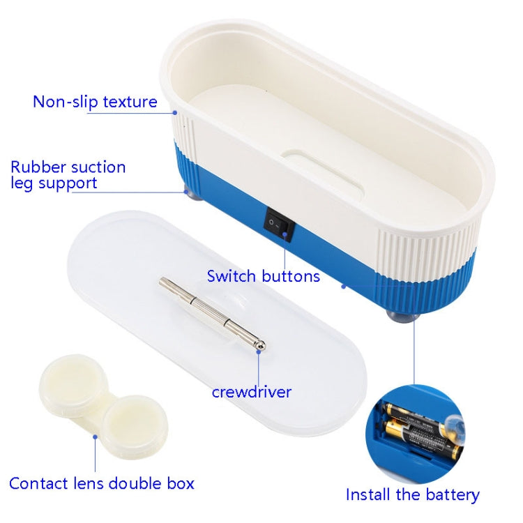 3 in 1 Glasses Cleaning Machine Small Contact Lens Glasses Jewelry Watch Cleaner(Blue) - Home & Garden by buy2fix | Online Shopping UK | buy2fix