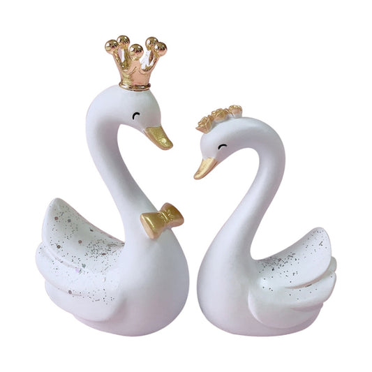 2pcs /Pair Swan Resin Car Decoration Birthday Cake Tanabata Valentine Day Decoration, Color Classification: Extra Large White by buy2fix