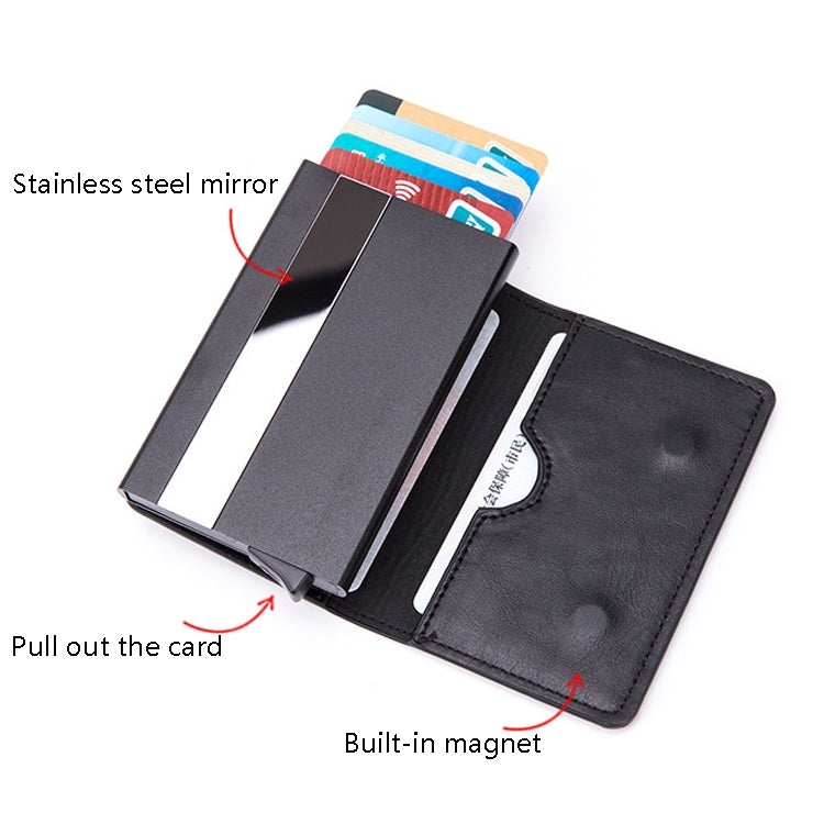 Automatic Cartridge Male Ladies Stainless Steel Credit Card Package RFID Business Card Box(Black) - Antimagnetic RFID Package by buy2fix | Online Shopping UK | buy2fix