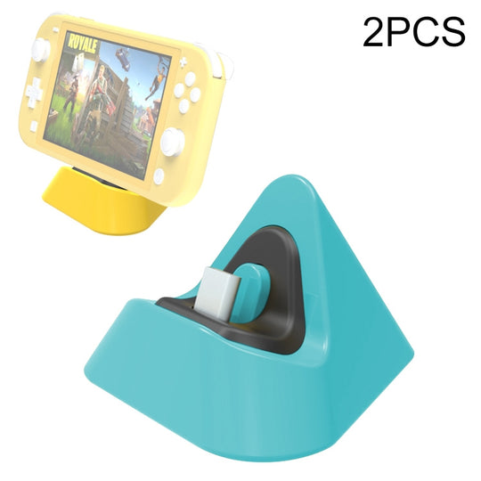 DOBE TNS-19062 – chargeur de Console de jeu triangulaire Portable, 2 pièces, pour Switch/Lite (bleu dynamique)