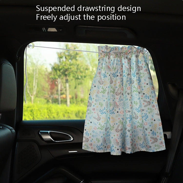 Car Curtains Cotton Car Suction Cup Sunshade Sun Protection Thermal Curtain(Blue Striped Rabbit) by buy2fix