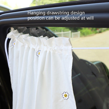 Car Embroidery Curtain Sunshade Cartoon Cotton Suction Cup Curtain Car Sunscreen Insulation Covering Curtain(Cherry) by buy2fix