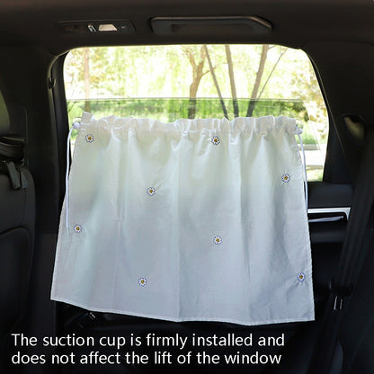 Car Embroidery Curtain Sunshade Cartoon Cotton Suction Cup Curtain Car Sunscreen Insulation Covering Curtain(Cherry) by buy2fix