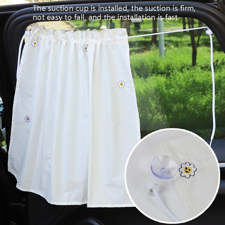 Car Embroidery Curtain Sunshade Cartoon Cotton Suction Cup Curtain Car Sunscreen Insulation Covering Curtain(Cherry) by buy2fix