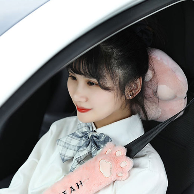 Car Plush Head Pillow Cat Claw Car Neck Pillow Car Female Decorative Supplies, Colour: Gray Shoulder Pad by buy2fix