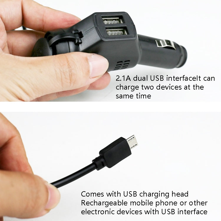 2 PCS Car 3 In 1 Charger With Cigarette Lighter Dual USB Interface With USB Mobile Phone Charging Cable(Black) - In Car by buy2fix | Online Shopping UK | buy2fix