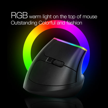 DELUX M618C 6 Keys 1600 DPI RGB Vertical Wireless Bluetooth Dual Mode Mouse(Black) - Wireless Mice by DELUX | Online Shopping UK | buy2fix