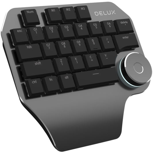 DELUX T11 29 Keys Single-Hand Keyboard Shortcut Key Speech Tool Flat Keyboard, Colour: Dark Grey - Wired Keyboard by DELUX | Online Shopping UK | buy2fix