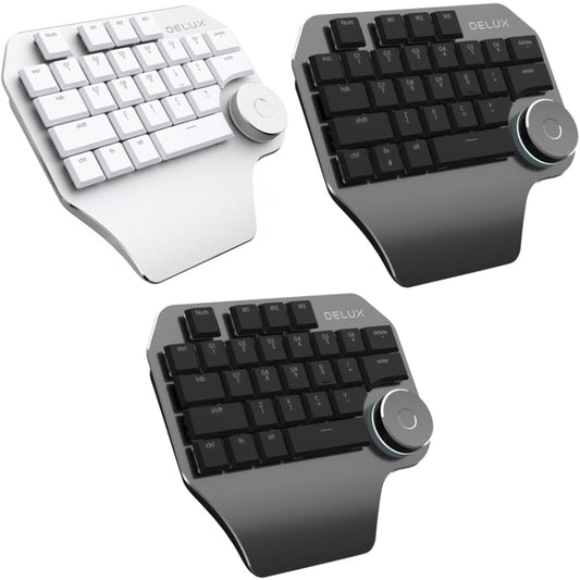 DELUX T11 29 Keys Single-Hand Keyboard Shortcut Key Speech Tool Flat Keyboard, Colour: Black by DELUX