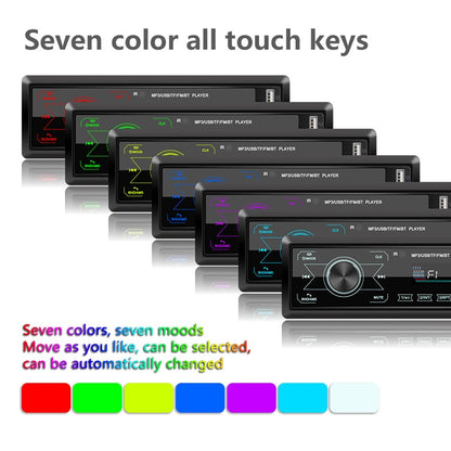 A2818 Car Bluetooth Speakerphone Car MP3 Player Function Touch Double U Disk Colorful Lights Radio, Specification: Standard - In Car by buy2fix | Online Shopping UK | buy2fix