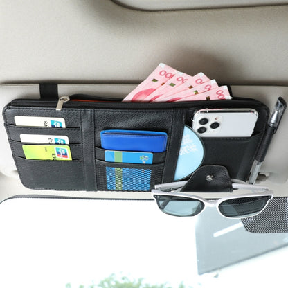 2 PCS Auto Sun Visor Card Clip Business Card Glasses Clip Zipper Car Mobile Phone Document Folder(Black) - In Car by buy2fix | Online Shopping UK | buy2fix