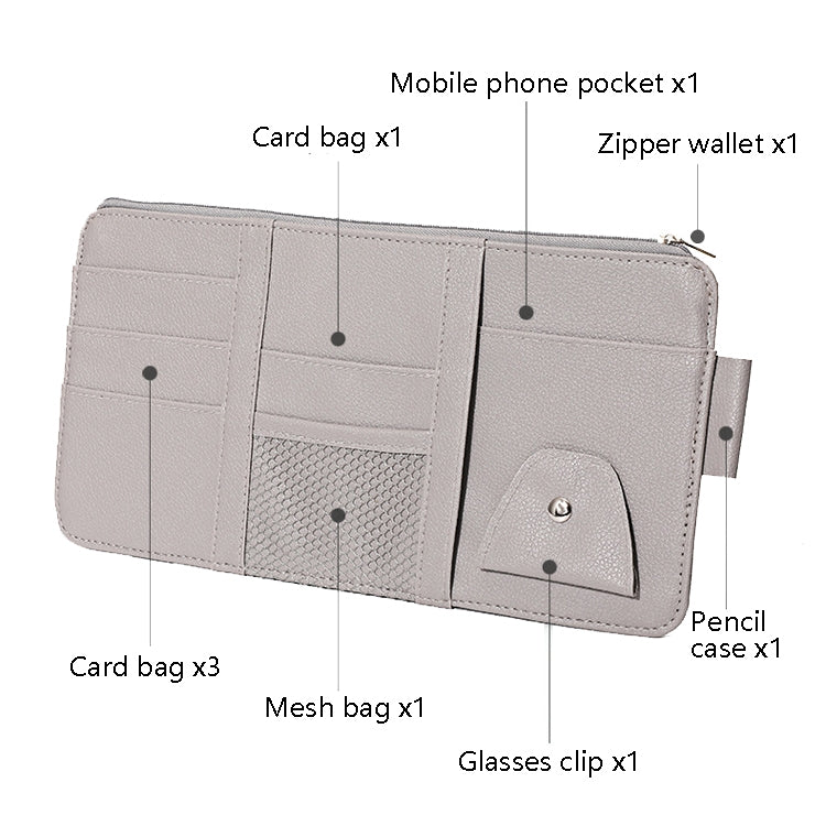 2 PCS Auto Sun Visor Card Clip Business Card Glasses Clip Zipper Car Mobile Phone Document Folder(Pink) by buy2fix