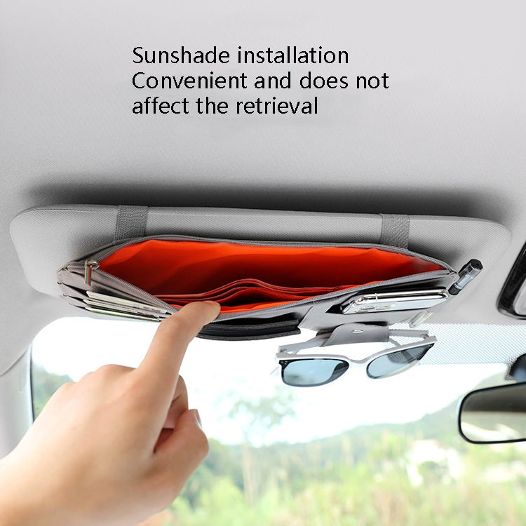 2 PCS Auto Sun Visor Card Clip Business Card Glasses Clip Zipper Car Mobile Phone Document Folder(Pink) by buy2fix