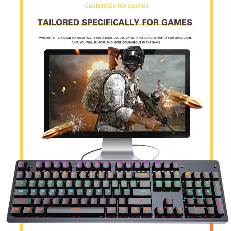 LEAVEN K880 104 Keys Gaming Green Axis Office Computer Wired Mechanical Keyboard, Cabel Length:1.6m(White) - Wired Keyboard by LEAVEN | Online Shopping UK | buy2fix