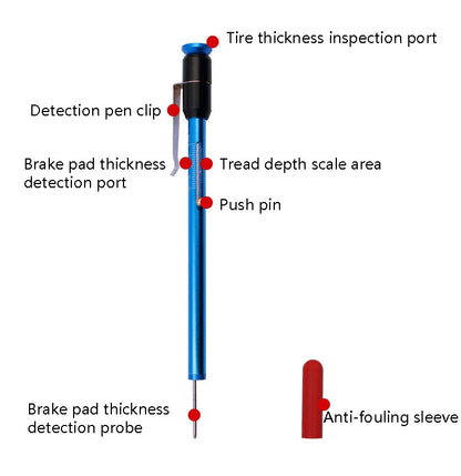 Auto Repair 2 In 1 Testing Tool Brake Pad Thickness Test Pen Car Tire Treated Depth Test Instrument(Detection Pen) - In Car by buy2fix | Online Shopping UK | buy2fix