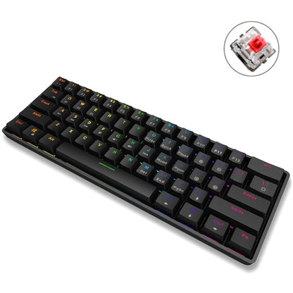 LEAVEN K28 61 Keys Gaming Office Computer RGB Wireless Bluetooth + Wired Dual Mode Mechanical Keyboard, Cabel Length:1.5m, Colour:   Red Axis (Black) - Wireless Keyboard by LEAVEN | Online Shopping UK | buy2fix