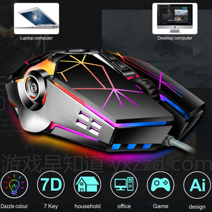 LEAVEN 7 Keys 4000DPI USB Wired Computer Office Luminous RGB Mechanical Gaming Mouse, Cabel Length:1.5m, Colour: S30 Black - Wired Mice by LEAVEN | Online Shopping UK | buy2fix