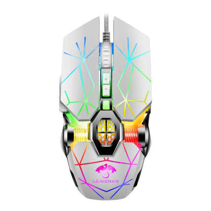 LEAVEN 7 Keys 4000DPI USB Wired Computer Office Luminous RGB Mechanical Gaming Mouse, Cabel Length:1.5m, Colour: S30 White - Wired Mice by LEAVEN | Online Shopping UK | buy2fix