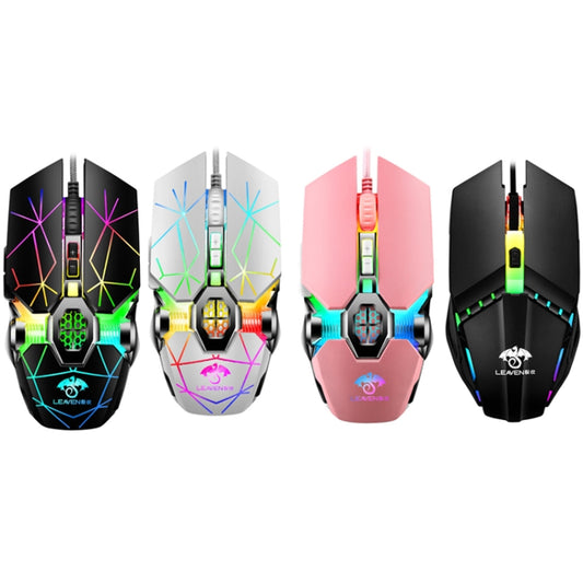 LEAVEN 7 Keys 4000DPI USB Wired Computer Office Luminous RGB Mechanical Gaming Mouse, Cabel Length:1.5m, Colour: S30 White by LEAVEN