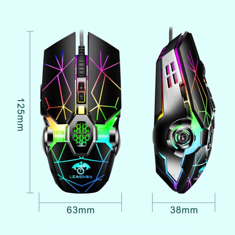 LEAVEN 7 Keys 4000DPI USB Wired Computer Office Luminous RGB Mechanical Gaming Mouse, Cabel Length:1.5m, Colour: S30 Pink - Wired Mice by LEAVEN | Online Shopping UK | buy2fix