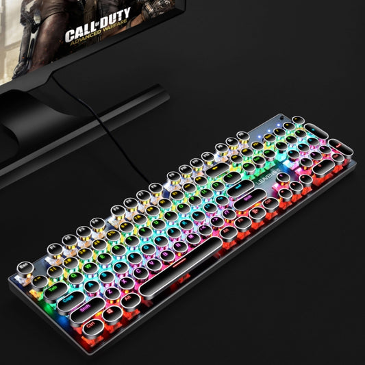 104 Keys Green Shaft RGB Luminous Keyboard Computer Game USB Wired Metal Mechanical Keyboard, Cabel Length:1.5m, Style: Punk Word Through Version (Black) by buy2fix