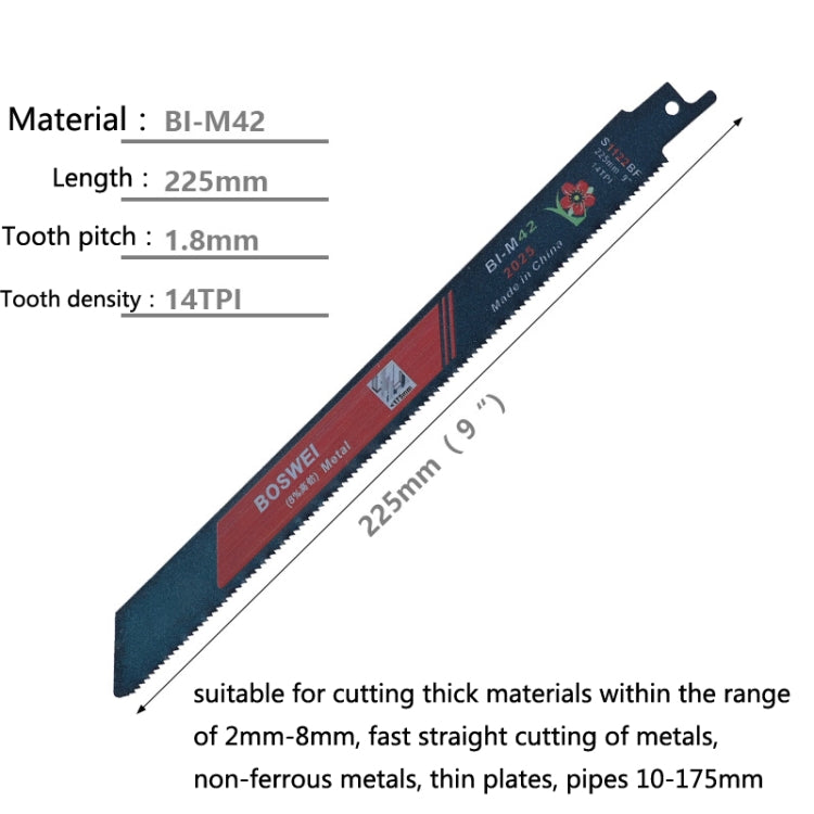 S1122BF BOSWEI Hardcore Reciprocating Saw Strip Fine Teeth Saber Saw Blade Metal Plastic Wood Bimetal Curve Saw Blade - Electric Saws & Accessories by BOSWEI | Online Shopping UK | buy2fix