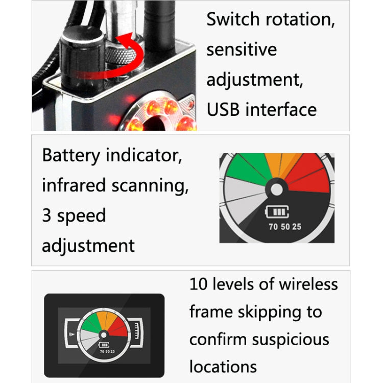 K88 Signal Detector Anti-Stealing Anti-Stealing GPS Scan Detector Defense Tracking Camera Detector - Security by buy2fix | Online Shopping UK | buy2fix