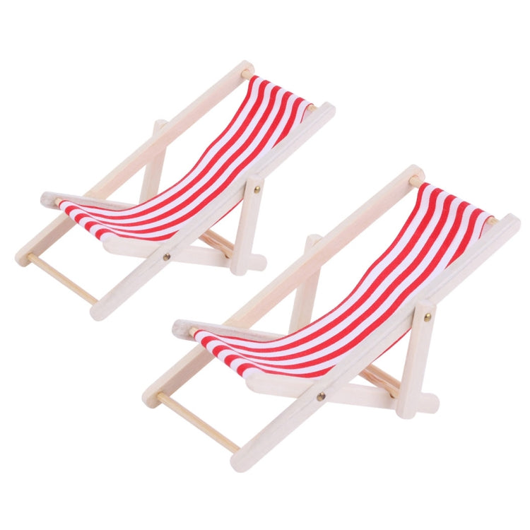 2 PCS 1:12 Beach Lounge Chair Simulation Model Outdoor Beach Scene Shooting Props Can Be Folded(Red) - Camera Accessories by buy2fix | Online Shopping UK | buy2fix