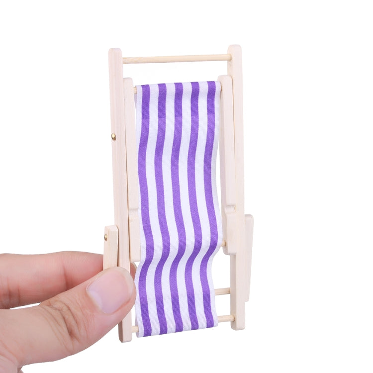 2 PCS 1:12 Beach Lounge Chair Simulation Model Outdoor Beach Scene Shooting Props Can Be Folded(Purple) - Camera Accessories by buy2fix | Online Shopping UK | buy2fix