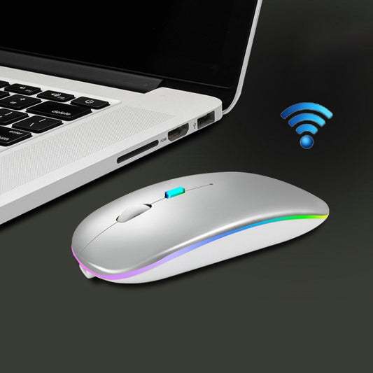 Y20 4 Keys Colorful Glow Charging Mute Mouse Notebook Game Wireless Mouse, Colour: 2.4G + Bluetooth (Silver) - Wireless Mice by buy2fix | Online Shopping UK | buy2fix