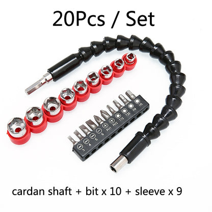 2 Sets Electric Drill Universal Coupling Sleeve Bit Set Multifunctional Flexible Shaft Electric Drill Accessory Set, Style: 20 PCS / Set - Drill & Drill Bits by buy2fix | Online Shopping UK | buy2fix