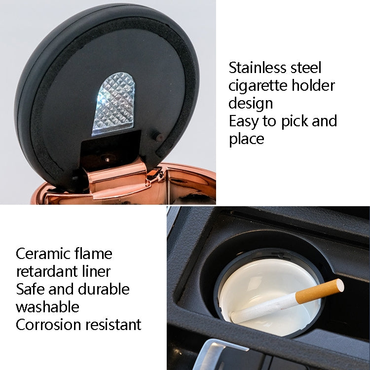 Car Ashtray Mini With Lamp And Cover Car Ashtray(N18B Gold) - In Car by buy2fix | Online Shopping UK | buy2fix