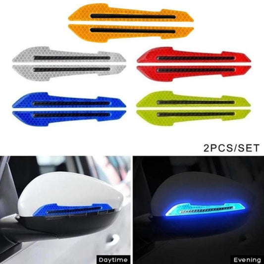 4 Sets Car Reflective Sticker Door Border Anti-Collision Strip Leaf Board Personality Rear View Mirror Warning Sticker(White) by buy2fix