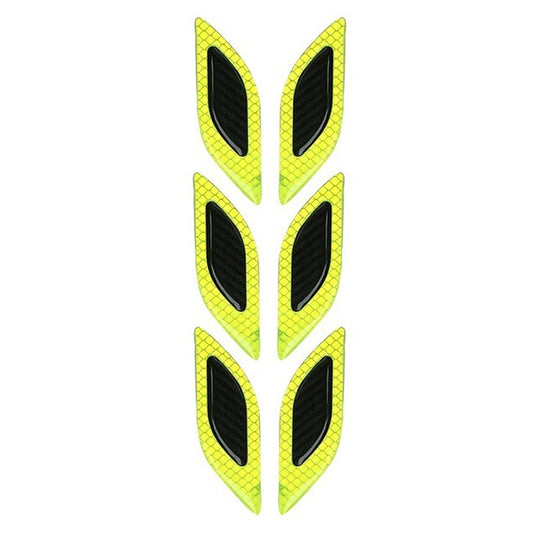 2 Sets Carbon Fiber Warning Sticker Car Anti-Collision Strip Leaf Plate Reflective Sticker Hood Light Eyebrow Anti-Collision Drops Sticker(6 PCS  (Fluorescent Yellow)) - In Car by buy2fix | Online Shopping UK | buy2fix