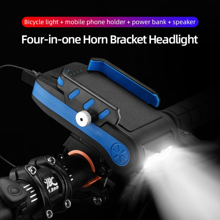 BG-2021 Bicycle Front Light 4 In 1 Mobile Phone Holder Horn Light Mountain Bike Front Light, Colour: 2400 MAH Black - Headlights by buy2fix | Online Shopping UK | buy2fix