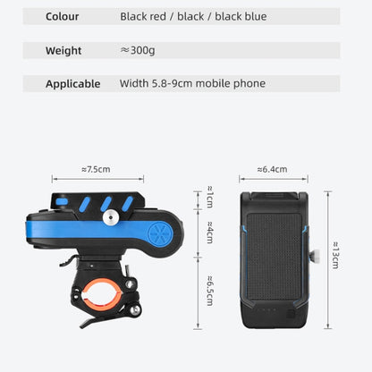 BG-2021 Bicycle Front Light 4 In 1 Mobile Phone Holder Horn Light Mountain Bike Front Light, Colour: 4000 MAH Black - Headlights by buy2fix | Online Shopping UK | buy2fix