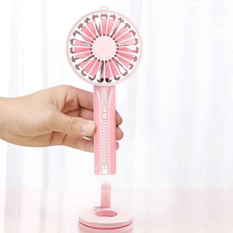 Zipper Fan USB Mini Handheld Fan Portable with Stand Base(Lvory White) - Consumer Electronics by buy2fix | Online Shopping UK | buy2fix