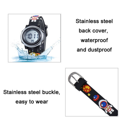 JNEW A380-86161 Children Cartoon 3D Space Planet Multifunctional Waterproof Sports LED Electronic Watch(Black) - Cartoon Watches by JNEW | Online Shopping UK | buy2fix