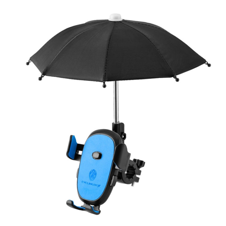 CYCLINGBOX BG-2935 Bicycle Mobile Phone Bracket With Umbrella Waterproof Navigation Electric Car Mobile Phone Frame, Style: Handlebar Installation (Blue) - Outdoor & Sports by CYCLINGBOX | Online Shopping UK | buy2fix