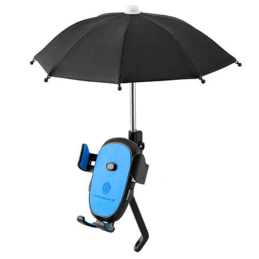 CYCLINGBOX BG-2935 Bicycle Mobile Phone Bracket With Umbrella Waterproof Navigation Electric Car Mobile Phone Frame, Style: Rearview Mirror Installation (Blue) - Outdoor & Sports by CYCLINGBOX | Online Shopping UK | buy2fix