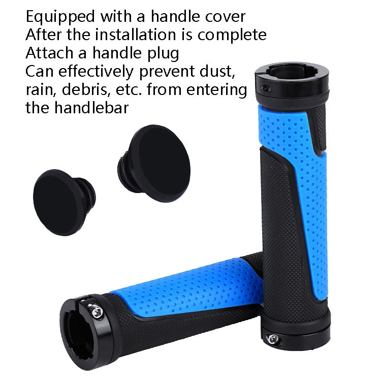 2 Pairs BG-0404 Bicycle Rubber Handle Cover The Mountain Bike Bilateral Lock Dead Anti-Slip Handle Cover(Blue) - Outdoor & Sports by buy2fix | Online Shopping UK | buy2fix