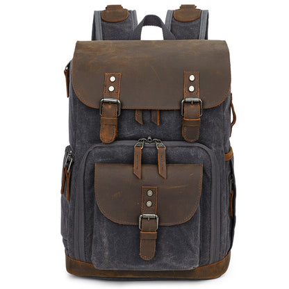 K-86 Casual Shoulder Camera Bag Contrast Waterproof Batik Canvas Single Digital Camera Photo Backpack(Gray) - Camera Accessories by buy2fix | Online Shopping UK | buy2fix